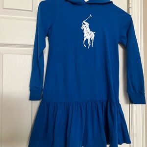 Ralph Lauren Royal Blue Hoodie Dress with White Pony